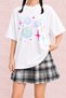 Women's Kawaii Bubble Printed Oversize Crew Neck Cotton Casual Combed Cotton T-Shirt