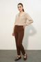 Women's Lace Collar Checkered Patterned Mink Shirt - 2