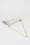 Women's Dalya Silver Star Embroidered Lined Zipper Closure Baguette Handbag - 3