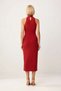 Women's Halter Neck Sleeveless Bodycon Midi Dress Accessory Detailed Lined Stretchy Knitted Elegant Casual Comfortable - 5