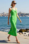 Women's Thin Straps V-Neck Textured Bodycon Maxi Dress Unlined Relaxed Fit Summer Collection Daily - 2