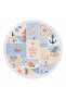 Round Beach Towel with Mediterranean Sea View and Dolce Vita Theme