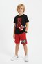 Round Neck Skate Print Detailed Summer Boys' Top and Bottom Set - 4