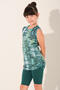 Lavina Side Gathered Zero Sleeve Children's Swimsuit 26131-26 Emerald Green - 4