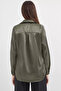 Women's Draped Satin Khaki Shirt - 6