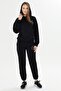 Women's Cotton Hooded Sweatshirt Set with Pockets Black 8513-S - 6