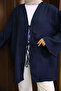 Navy Blue Front Tie Kimono - 3