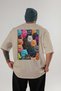 For the Love of Cats 34 Cats Printed Beige Oversize T-Shirt 100% Cotton Unisex Cat Lover Premium Design - 2