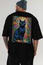 For the Love of Cats 8 Cats Printed Black Oversize T-Shirt 100% Cotton Unisex Cat Lover Premium Design - 6