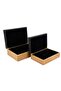 2-Piece Wooden Black Leather Decorative Box 30X20X9Cm34X24X12Cm - 2