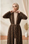 Bürümcük Fabric Leopard Abaya Jile Double Set 0511A-01 Mink - 3