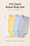 4-Piece 100% Organic Cotton Baby Bodysuit Set with Snap Straps, Cotton Daily Baby Bodysuit - 2