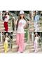 Girl's Bow Embroidered Stone Detailed T-Shirt - Cargo Pocket Linen Trousers - Hat 3-Piece Summer Set - 100% Cotton - 4