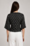 2102 Women's Modal Gathered Detailed Draped Soft T-Shirt Polka Dot Black - 3
