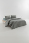 Lunel Single Yarn-Dyed 100% Cotton Duvet Cover Set - Indigo - 2