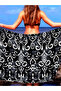 Black Gray Anthracite Geometric Patterned Viscose Sea Pareo Shawl Beach Skirt Multi-Purpose Summer Sarong Dress - 4