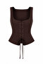Zippered Lace-Up Bustier Blouse