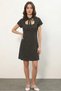 Women's Bow Detailed Polka Dot Black Dress - 3