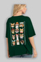 30 Cats for Cat Lovers Printed Green Oversize T-Shirt 100% Cotton Unisex Cat Lover Premium Design - 3