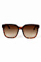 Unisex Leopard Pattern Brown Frame Brown Glass Silver Detail Oversized Sunglasses - 5