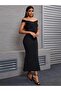 Women's Off-Shoulder Madonna Collar V-Notch Detailed Long Diver Dress - 2