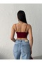 Women's Burgundy Strappy Sandy Crop Blouse - 3