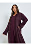 Burgundy Front Open Abaya with Lace Trim - 2