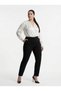 Apsen Women's Cream Double-Breasted Collar Satin Bodysuit with Snap Buttons at the Bottom 5189-65 - 4