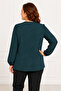 Women's Middle Age and Above Polka Dot Patterned Elastic Sleeves Combed Cotton Mother Blouse 1603 - 5