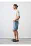 Düz denim Bermuda şort - 7