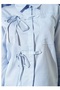 Women's Light Blue White Striped Oversized Shirt with Bow Detail - 6