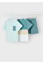 Boy's Two T-Shirt and Shorts Set Green - 4