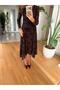 Floral Textured Asymmetrical Skirt - Brown - 2