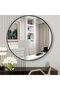 Black Round Mirror for Wall 60CM, Modern Metal Frame Circle Bathroom Mirror, Tempered Glass