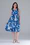 Women's Blue and White Abstract Pattern Standard Size Sleeveless Dress with Matching Pockets, Sizes 42-54 - 3