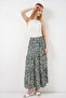 Women's Patterned Long Skirt 1468 - Emerald Green - 3