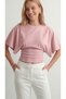 . Women's 100% Cotton Stretchy Bat Sleeve Fitted Waistline Crew Neck Summer Combed Cotton Sports T-Shirt - 4