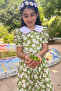 100% Cotton Poplin Organic Girls' White Floral Midi Length Short Sleeve Summer Dress