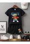 Summer Children's T-Shirt Shorts Unisex (Games Glasses Bear Print)
