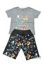 Boy's capri set with car embroidery - grey