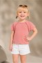 Girl's Ribbed Cotton Fabric Short Sleeve T-Shirt