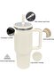 Double Wall Insulated Travel Mug with Foldable Sip Spout, 1200 ml Capacity, White - 3