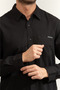 Men's Ls Sld Casual Linen Black Classic Shirt - 5