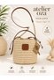Handmade Straw Bag Women's Shoulder and Crossbody Handmade Bucket Bag Beige - 3