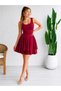 Women's Strappy Round Neck Ruffled Short Sandy Dress - 3