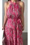 Women's Off-The-Shoulder Halterneck Patterned Single Jersey Dress - 3