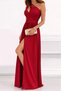 Women's Off-The-Shoulder Asymmetrical Collar Detailed Slit Maxi Length Janjan Crepe Dress - 4
