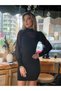Women's Turtleneck See-Through Detail Deal Merch Sandy Fabric Mini Dress