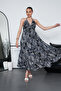 Long Oversized Dress with Halter Neck Detail and Backless Slit - 4
