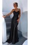 Women's Black Strapless Draped Satin Fabric Long Mermaid Evening Dress with Draped Collar Corset Detail